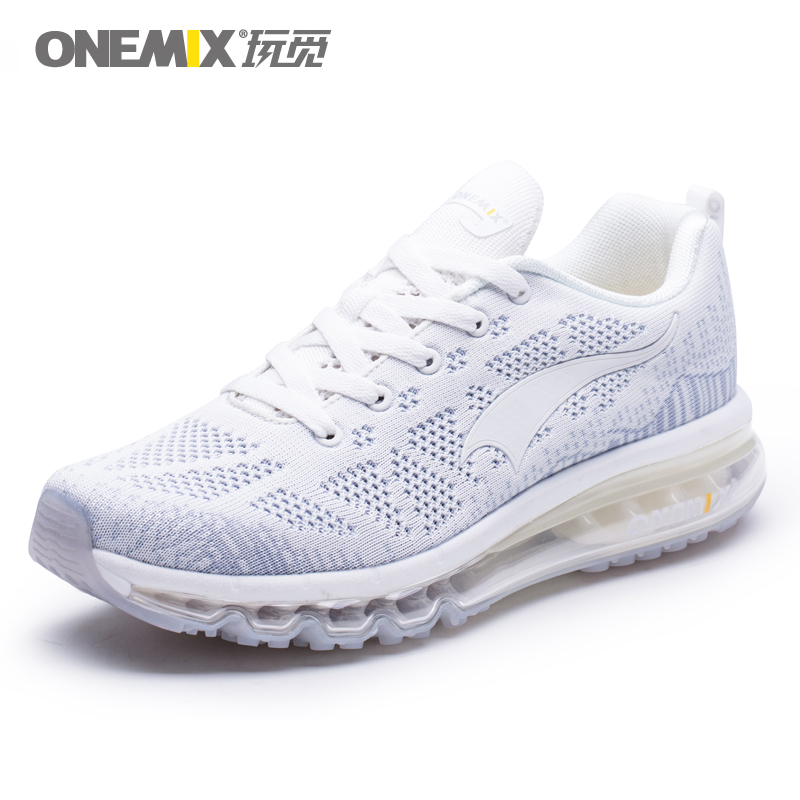 White/Silvery Light Music Rhythm ONEMIX Mesh Unisex Shoes - Click Image to Close
