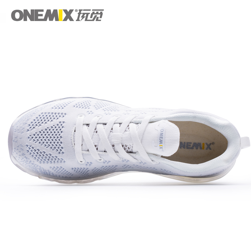 White/Silvery Light Music Rhythm ONEMIX Mesh Unisex Shoes - Click Image to Close