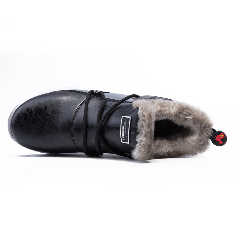 Black/Gray/White Boots ONEMIX Winter Snow Men's Shoes - Click Image to Close