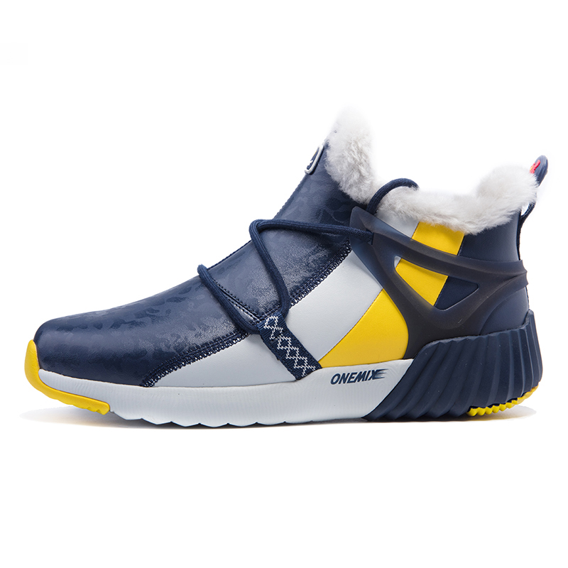 Blue/White/Yellow Boots ONEMIX Winter Snow Men's Shoes - Click Image to Close