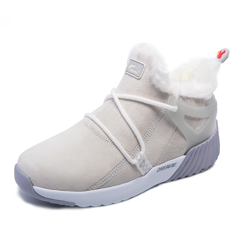 White/Gray Boots ONEMIX Winter Snow Women's Shoes - Click Image to Close