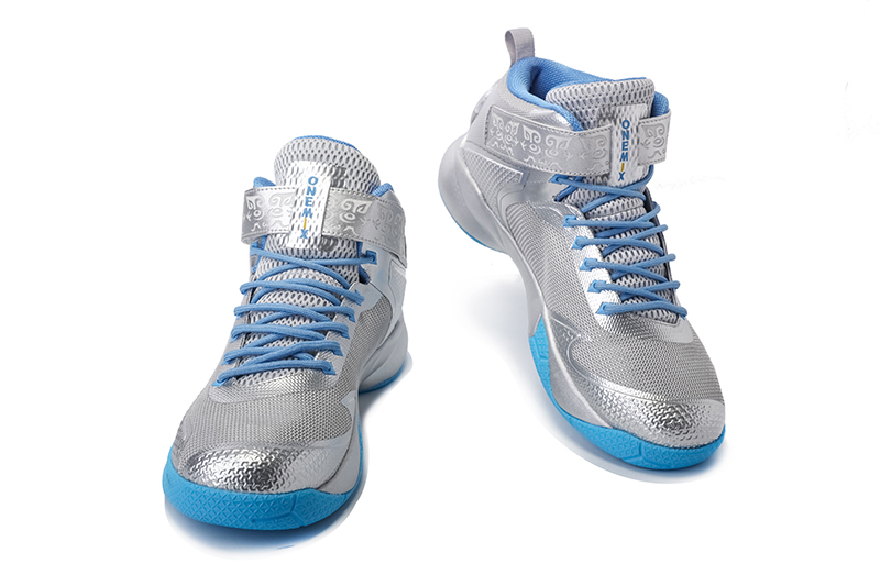 Blue/Silver Warriors ONEMIX Men's Sport Basketball Shoes - Click Image to Close
