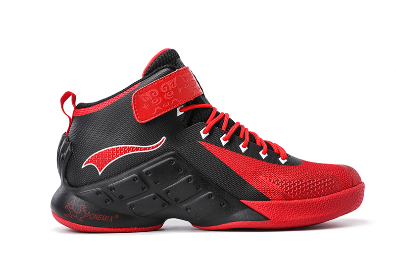 Red/Black Warriors ONEMIX Men's Outdoor Basketball Shoes - Click Image to Close