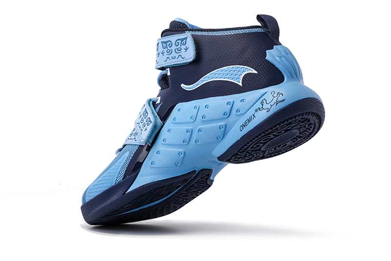 Blue/Navy Warriors ONEMIX Men's Breathable Basketball Shoes - Click Image to Close
