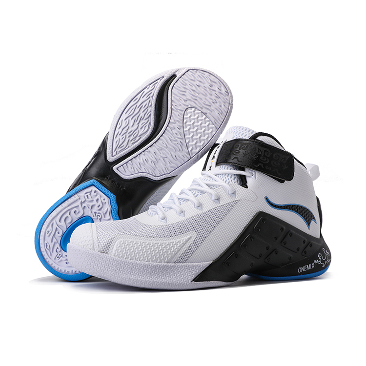 White/Black Warriors ONEMIX Men's Sport Basketball Shoes - Click Image to Close