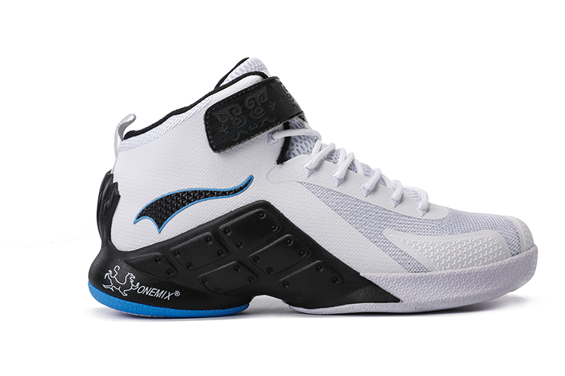 White/Black Warriors ONEMIX Men's Sport Basketball Shoes - Click Image to Close