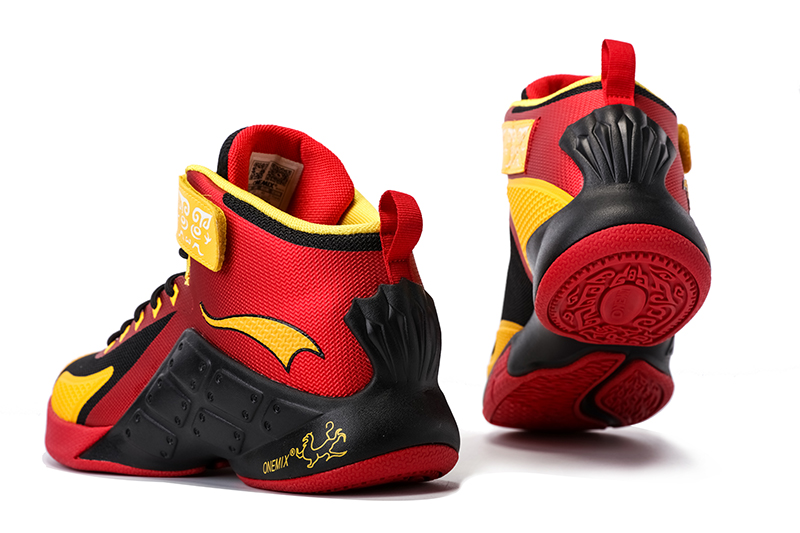 Red/Yellow/Black Warriors ONEMIX Men's Sport Basketball Shoes - Click Image to Close