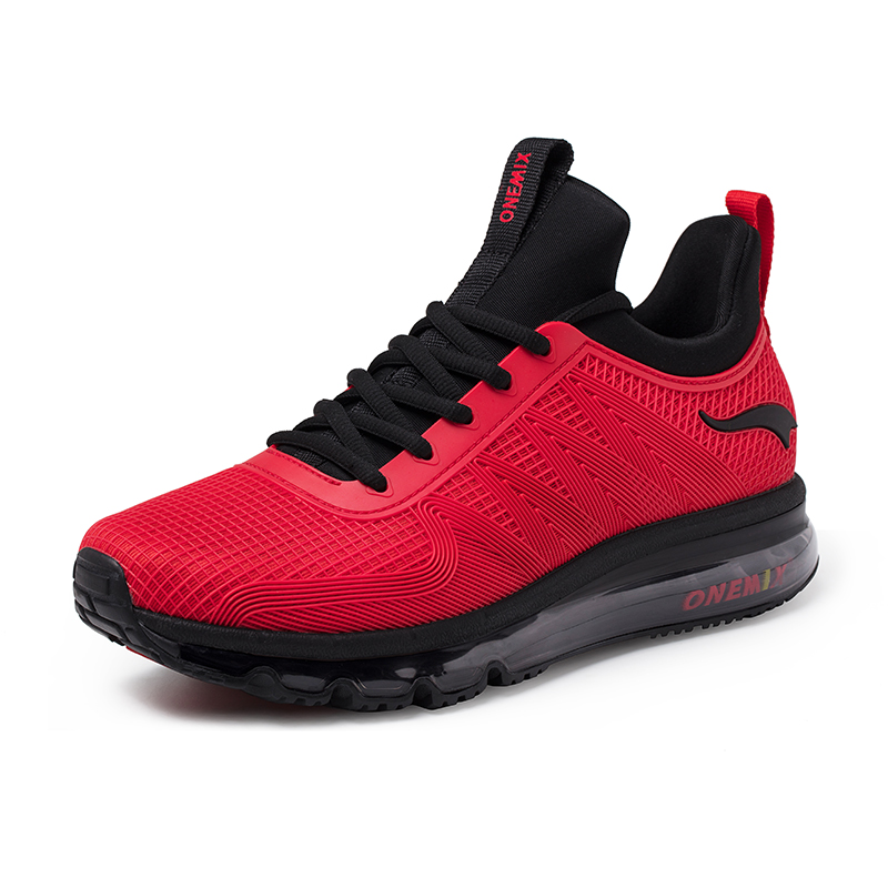 Red Cushioning Sneakers ONEMIX Tuesday Men's Running Shoes - Click Image to Close
