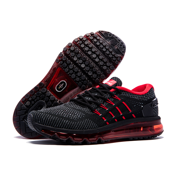 Black/Red Air Cushion Shoes ONEMIX Men's Slant Tongue Sneakers - Click Image to Close