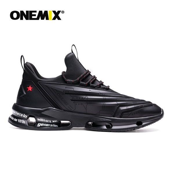 All Black Fighter Shoes ONEMIX Unisex High-tech Sneakers - Click Image to Close