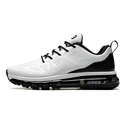 White/Black Leather Shoes ONEMIX Unisex Air Cushion Sneakers - Click Image to Close