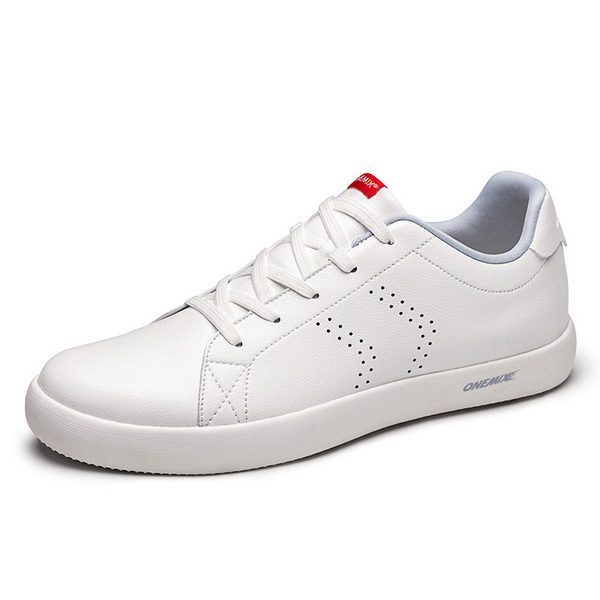 Silver White Leather Men's Shoes ONEMIX Women's College Style Sneakers
