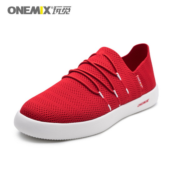 Red Flat Mesh Shoes ONEMIX Men's Slip On Sneakers