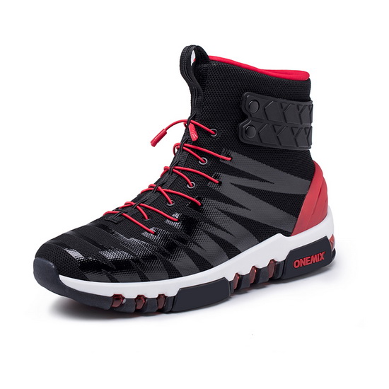 Black/Red High Top Sneakers ONEMIX October Men's Athletic Shoes