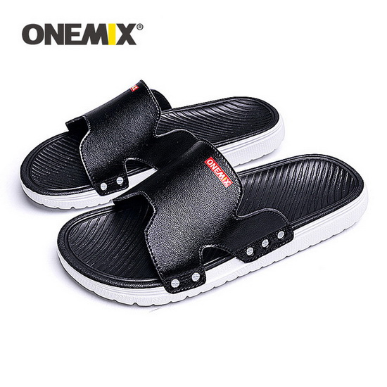 Black/Red Walking Summer Sandals ONEMIX Beach Men's Shoes