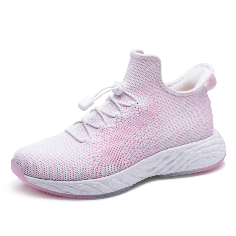 Pink/White Knitted Vamp Shoes ONEMIX Women's Breathable Sneakers