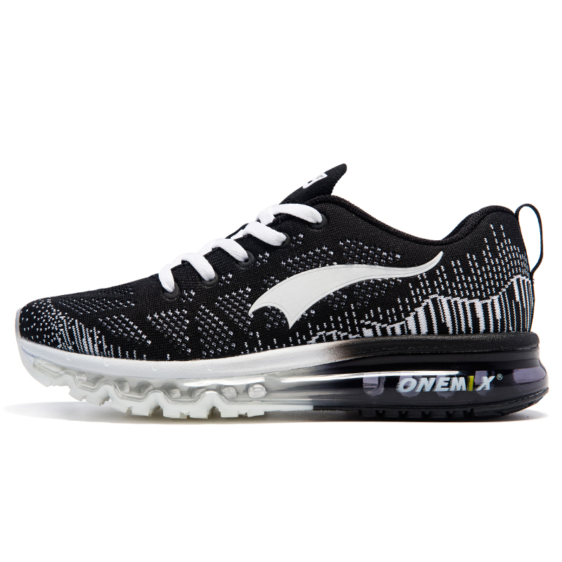 Black/White Breathable Mesh Light Music Rhythm ONEMIX Air Shoes - Click Image to Close