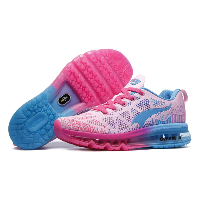 Pink/Blue Light Music Rhythm ONEMIX Women's Breathable Shoes - Click Image to Close