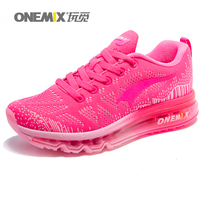 Pink Light Music Rhythm ONEMIX Women's Mesh Shoes - Click Image to Close