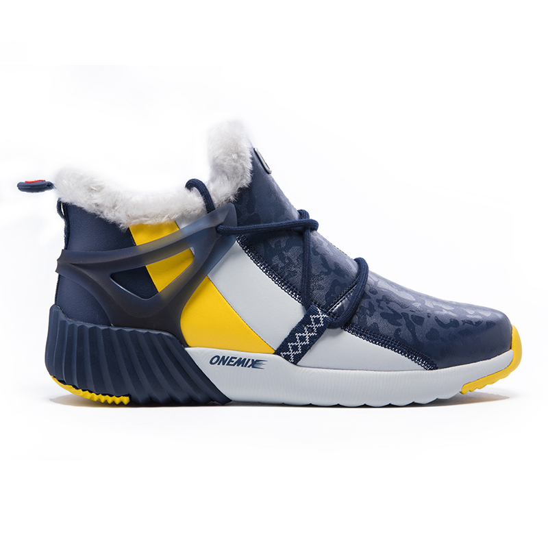 Blue/White/Yellow Boots ONEMIX Winter Snow Men's Shoes