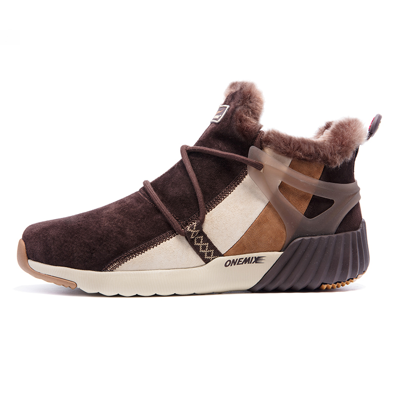 Brown Warm Boots ONEMIX Winter Snow Men's Shoes
