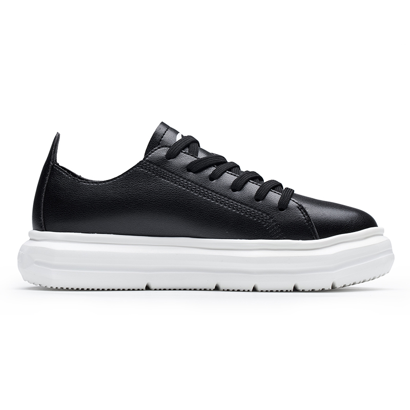 Black Soft Leather Sneakers ONEMIX Unisex Lace-up Outdoor Shoes