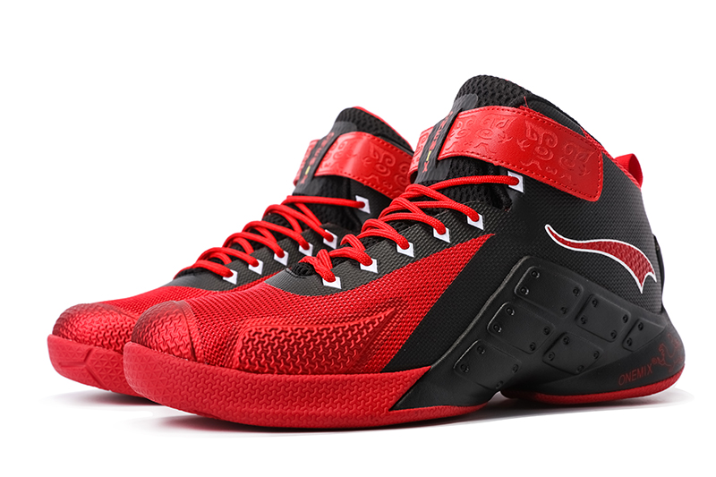 Red/Black Warriors ONEMIX Men's Outdoor Basketball Shoes