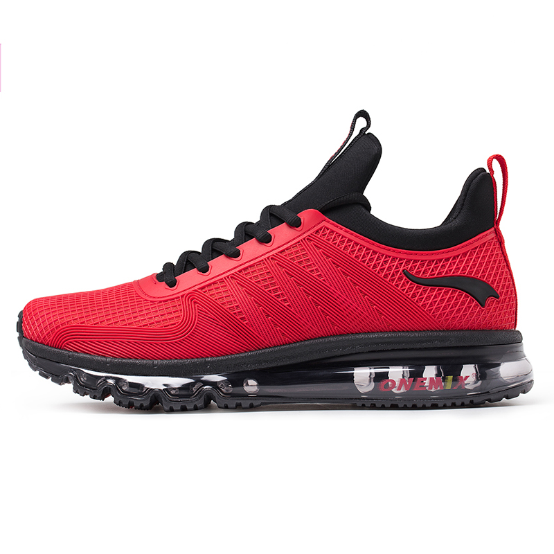 Red Cushioning Sneakers ONEMIX Tuesday Men's Running Shoes - Click Image to Close