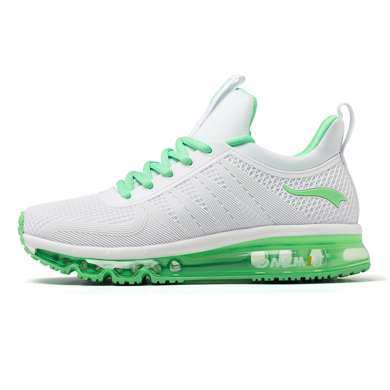 White/Green Sneakers ONEMIX Tuesday Women's Air Cushion Shoes - Click Image to Close