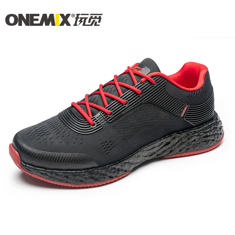 Black/Red Energy Shoes ONEMIX Men's Rebound-58 Outsole Sneakers