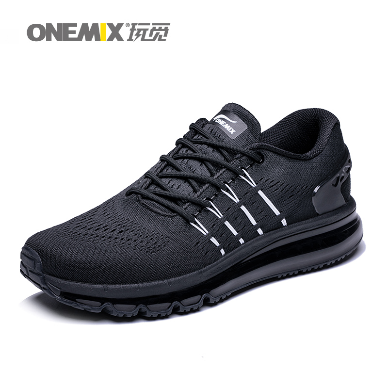 Black Air Cushion Shoes ONEMIX Men's Slant Tongue Sneakers
