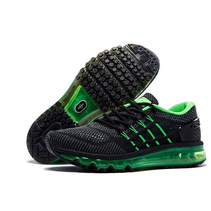 Black/Green Air Cushion Shoes ONEMIX Lovers Slant Tongue Sneakers