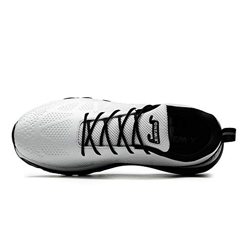 White/Black Leather Shoes ONEMIX Unisex Air Cushion Sneakers