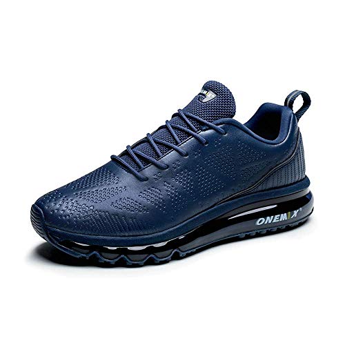 Dark Blue Leather Shoes ONEMIX Men's Air Cushion Sneakers