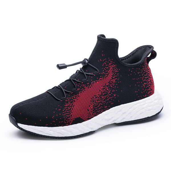 Black/Red Knitted Vamp Shoes ONEMIX Men's Lightweight Sneakers
