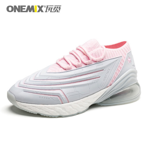Silver/Pink Saturday Sneakers ONEMIX Leather Women's Fighter Shoes - Click Image to Close
