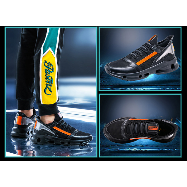 Black Orange Vintage Sneakers ONEMIX Men's Tennis Shoes