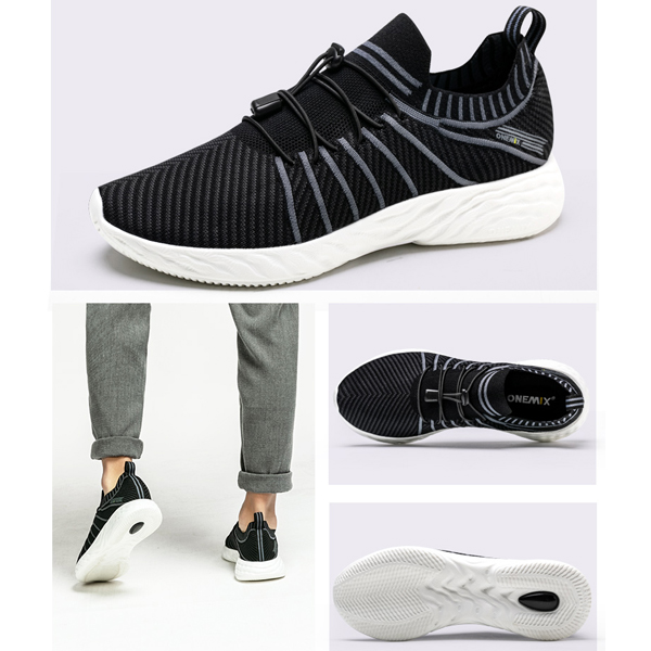 Black/White Summer Shoes ONEMIX Vulcanized Men's 350 Sneakers - Click Image to Close