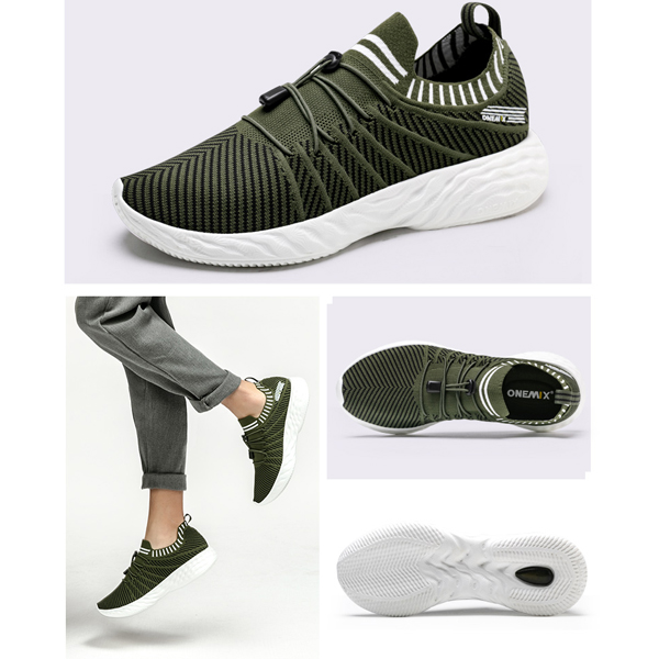 Green/White Summer Air Sole Shoes ONEMIX Men's 350 Sneakers - Click Image to Close