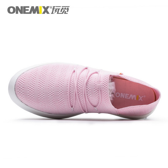 Pink Breathable Slip On Sneakers ONEMIX Women's Flat Shoes - Click Image to Close