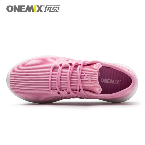 Pink April Sneakers ONEMIX Mesh Vamp Women's Jogging Shoes - Click Image to Close