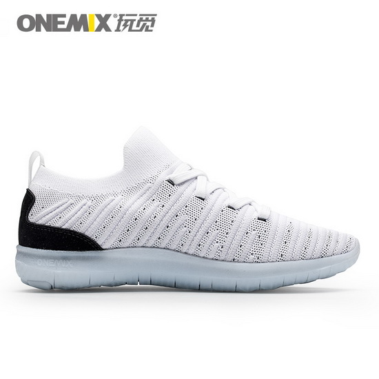 White/Black June Outdoor Shoes ONEMIX Men's Sneakers - Click Image to Close