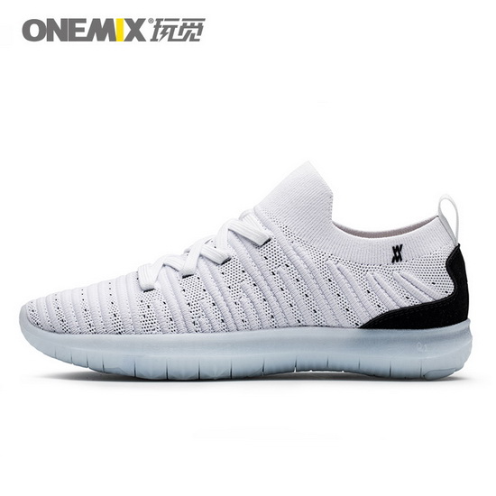 White/Black June Outdoor Shoes ONEMIX Men's Sneakers - Click Image to Close