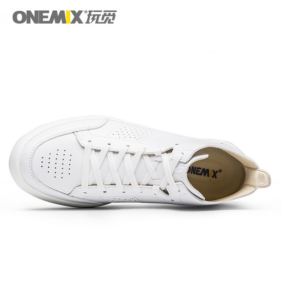 White Leather Women's Shoes ONEMIX Men's High Top Sneakers