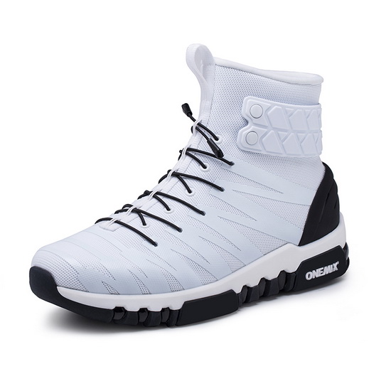 White/Black High Top Women's Sneakers ONEMIX October Men's Shoes - Click Image to Close