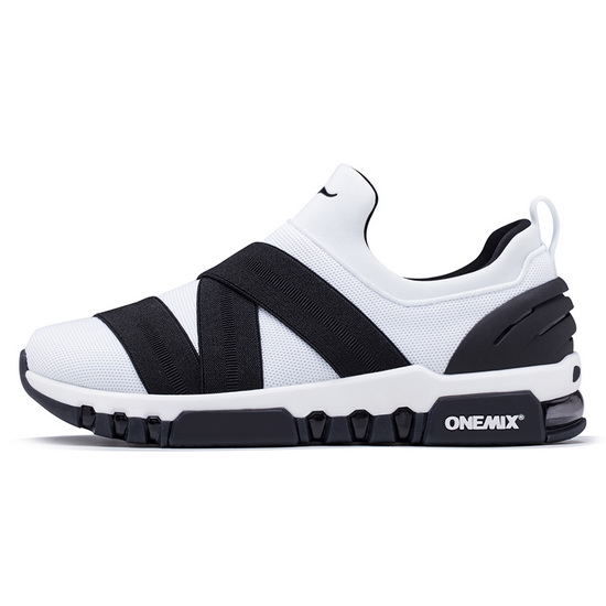 White/Black KeyBand Women's Sneakers ONEMIX Men's Running Shoes - Click Image to Close