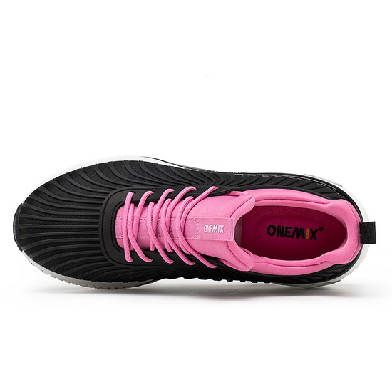 Black/Pink Typhoon Women's Sneakers ONEMIX Breathable Shoes - Click Image to Close