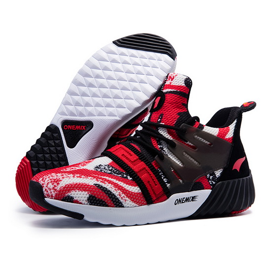 Red/White Graphic Sneakers ONEMIX Men's Running Shoes