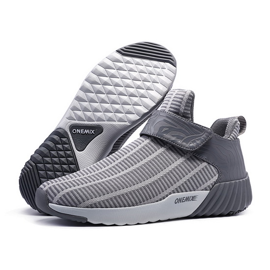 Gray/White Sport Shoes ONEMIX Zebra Men's Sneakers - Click Image to Close