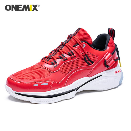 Red Travel Men's Shoes ONEMIX Lifestyle Women's Dad Sneakers - Click Image to Close